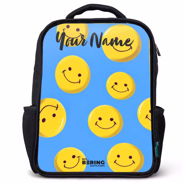 Kids backpack with name - Black - Merry smiley rain — 1