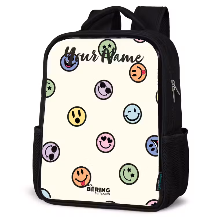 Kids backpack with name - Black - Playful smiley mix — 4