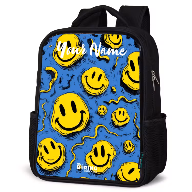 Kids backpack with name - Black - Smiley - Blue - Yellow — 4