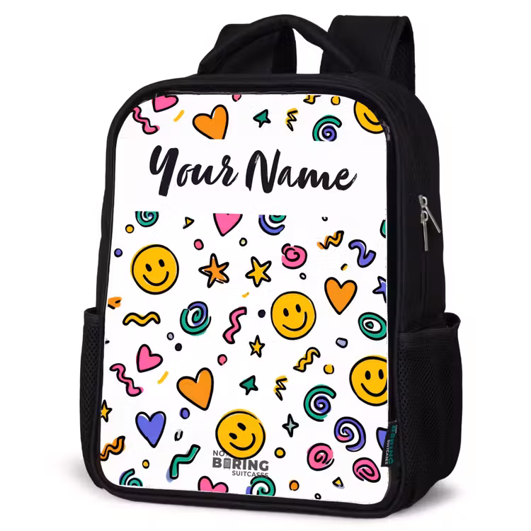 Kids backpack with name - Black - Smiley - Heart - Star — 4