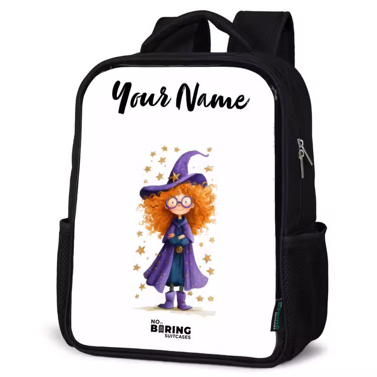 Kids backpack with name - Black - Star magic with curls — 4