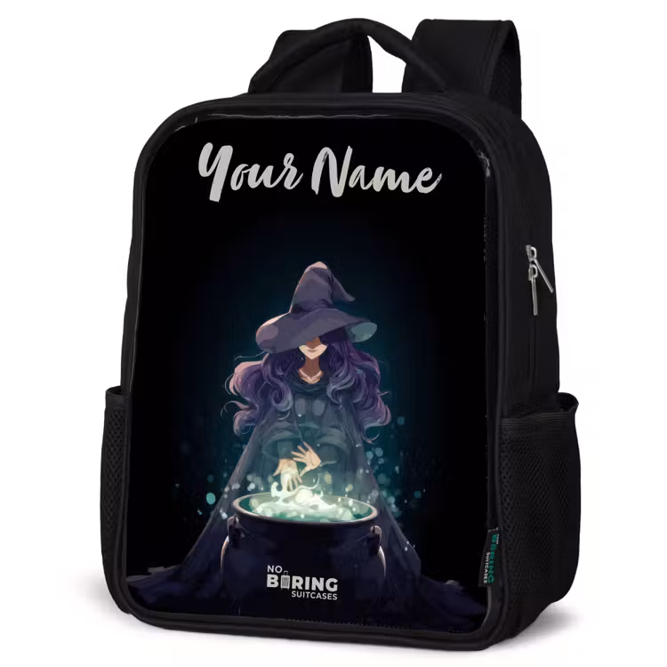 Kids backpack with name - Black - Witch - Cauldron - Magic — 4