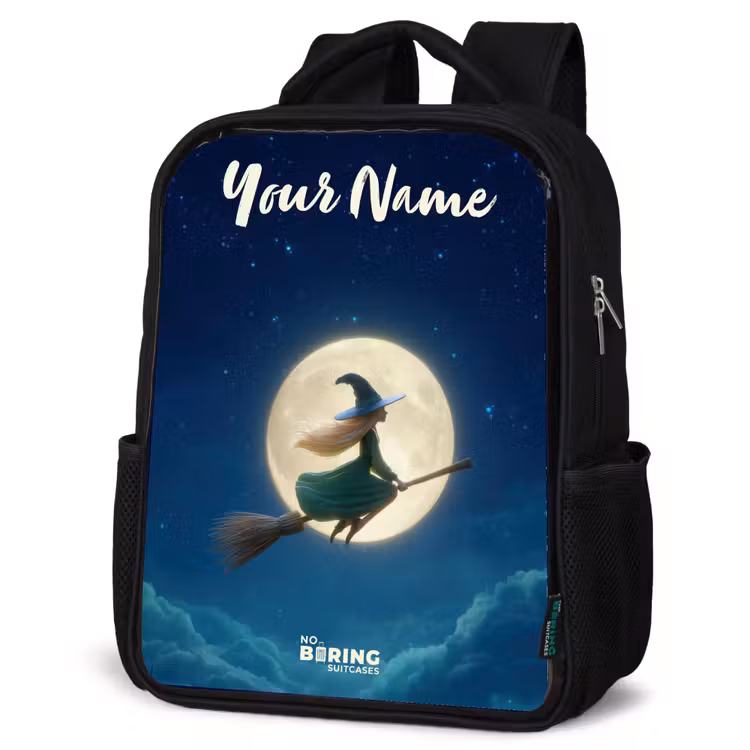 Kids backpack with name - Black - Witch in Moonlight Flight — 4