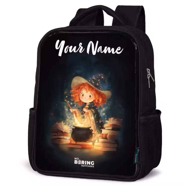 Kids backpack with name - Black - Witch with Sparkling Magic Potion — 4