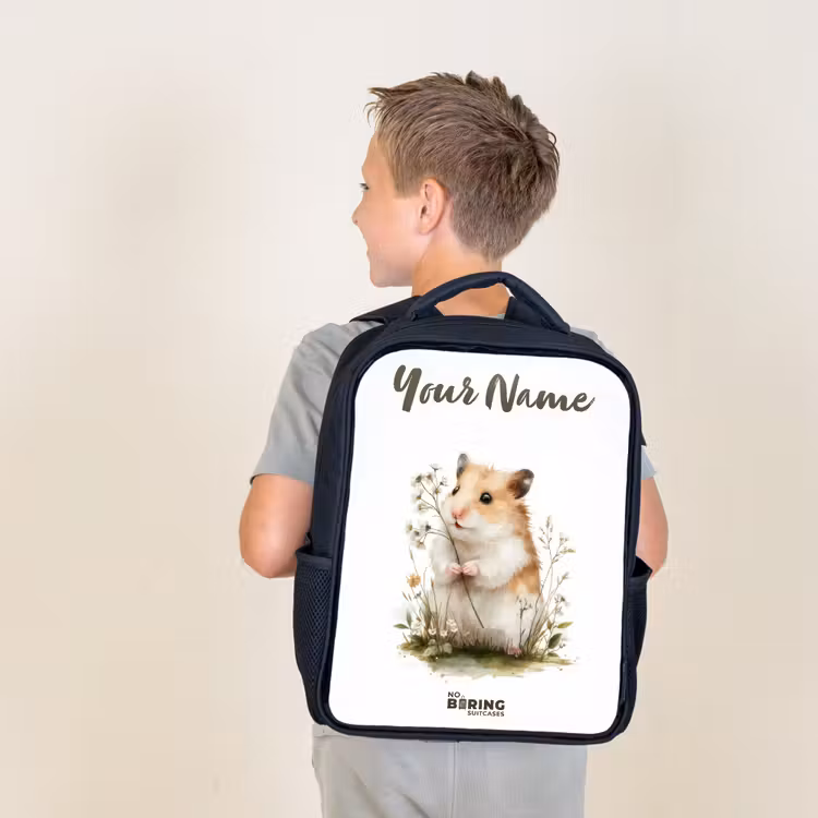 Kids backpack with name - Black - Animal - Nature - Hamster — 2