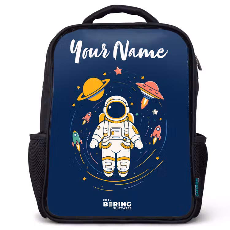Kids backpack with name - Black - Astronaut - Planet - Stars - Rocket — 1