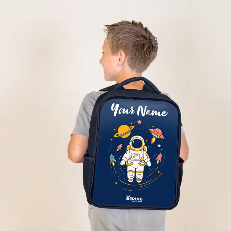 Kids backpack with name - Black - Astronaut - Planet - Stars - Rocket — 2