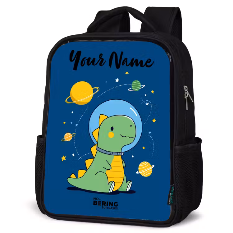 Kids backpack with name - Black - Dino - Planet - Star - Blue — 4