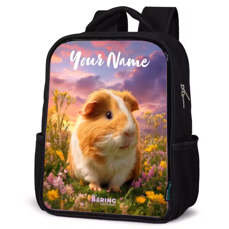 Kids backpack with name - Black - Guinea pig - Nature - Animal — 4