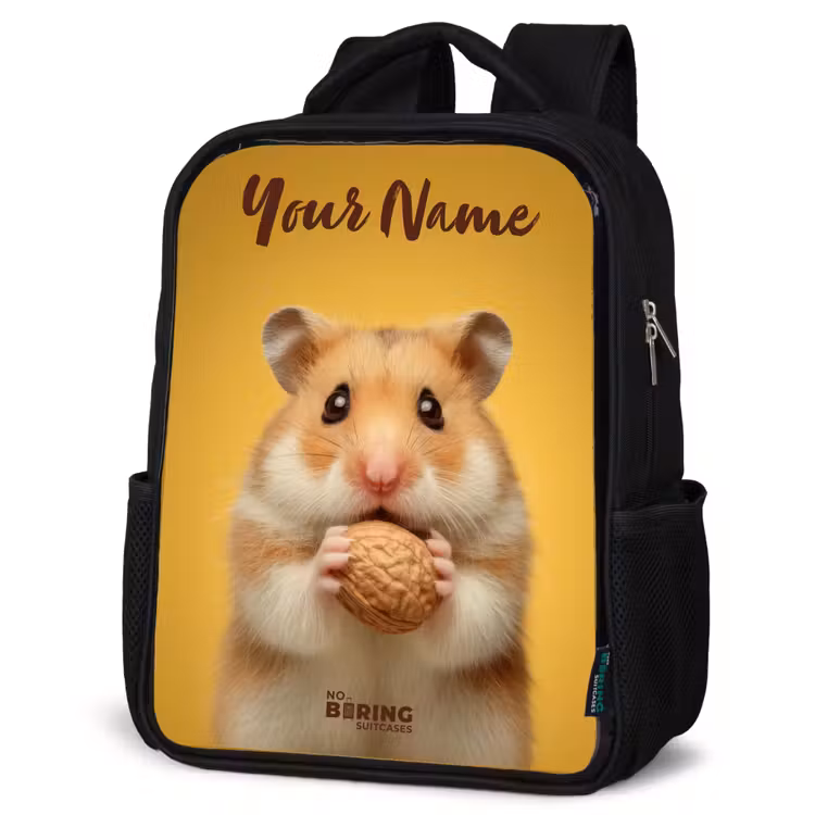 Kids backpack with name - Black - Hamster - Walnut - Animal — 4