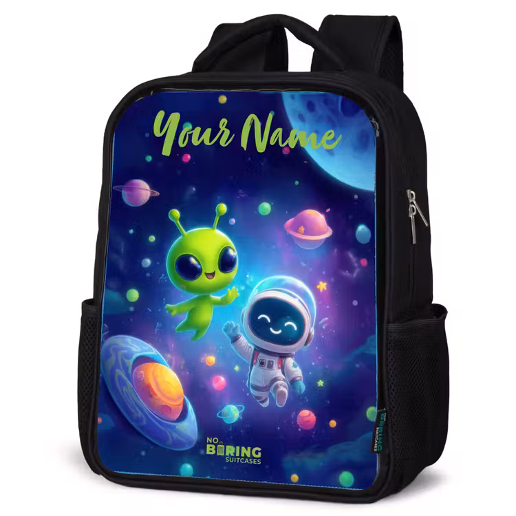 Kids backpack with name - Black - Merry Meeting in Space — 4