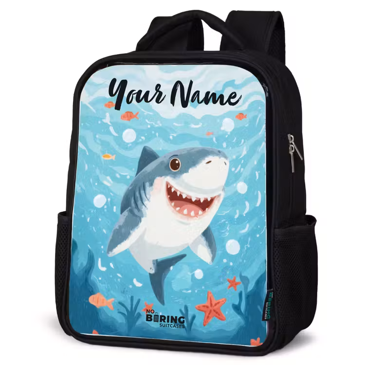 Kids backpack with name - Black - Shark - Water - Sea — 4