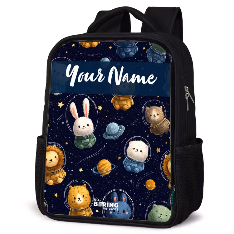 Kids backpack with name - Black - Animals - Astronaut - Planets - Stars — 4