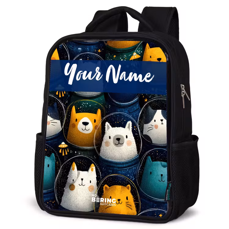 Kids backpack with name - Black - Animals - Stars - Planets - Astronaut — 4