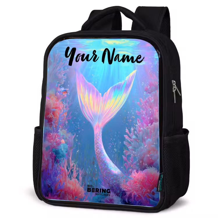 Kids backpack with name - Black - Mermaid - Coral - Water — 4