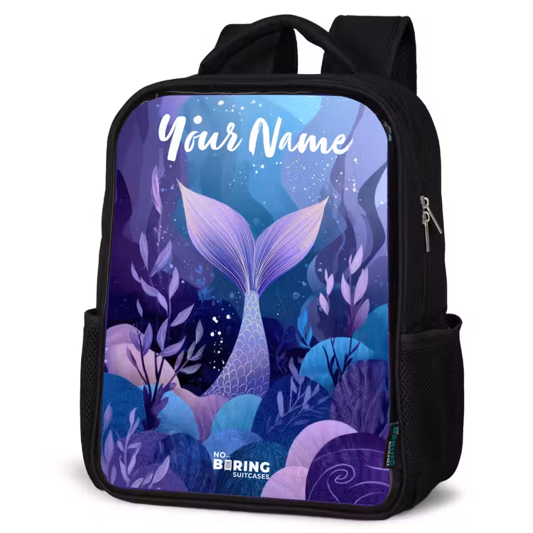 Kids backpack with name - Black - Mermaid - Underwater - Purple - Blue — 4