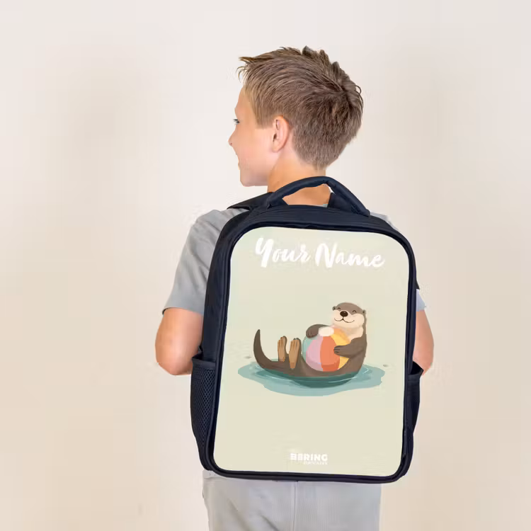 Kids backpack with name - Black - Otter - Beach Ball - Water — 2