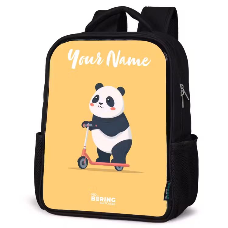 Kids backpack with name - Black - Panda - Step - Yellow — 4