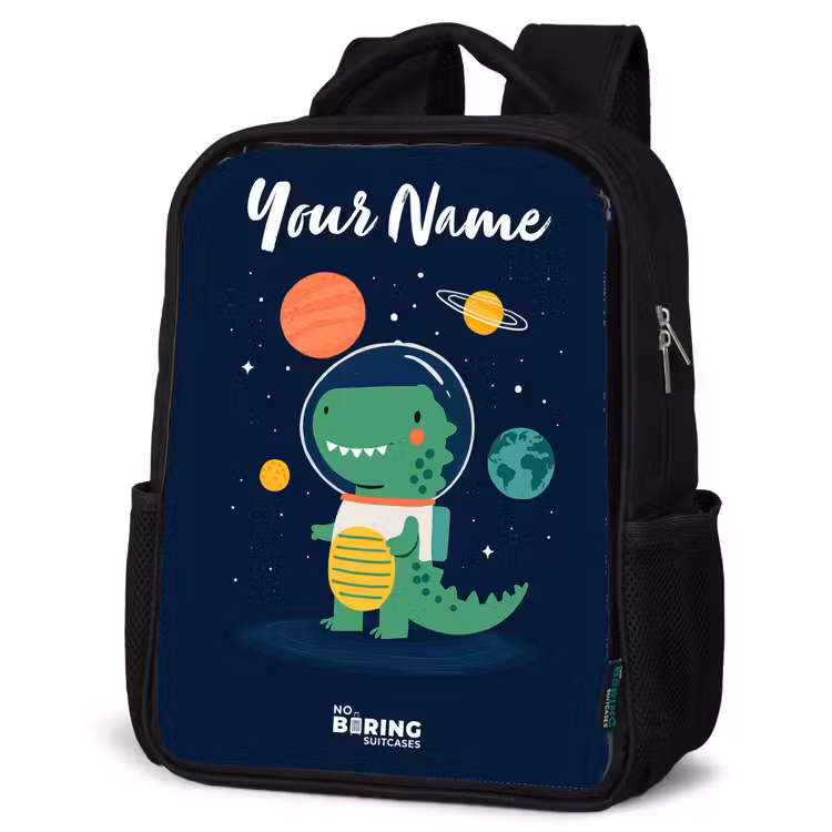 Kids backpack with name - Black - Space - Dino - Planets - Stars — 4