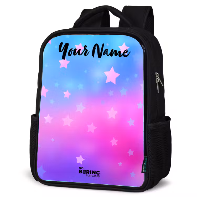 Kids backpack with name - Black - Stars - Pink - Blue — 4