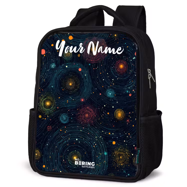 Kids backpack with name - Black - Stars - Planets - Colorful — 4
