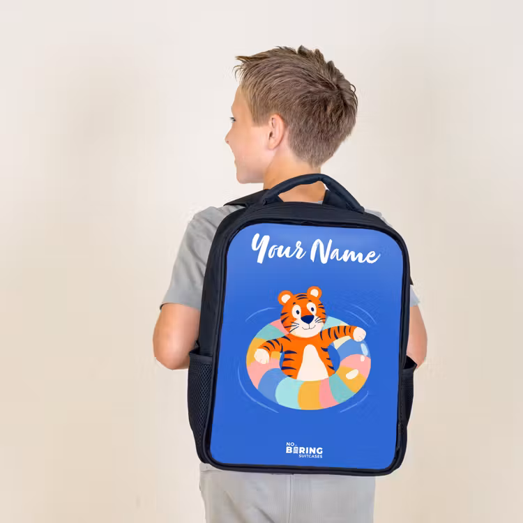 Kids backpack with name - Black - Tiger - Swimming Band - Water — 2