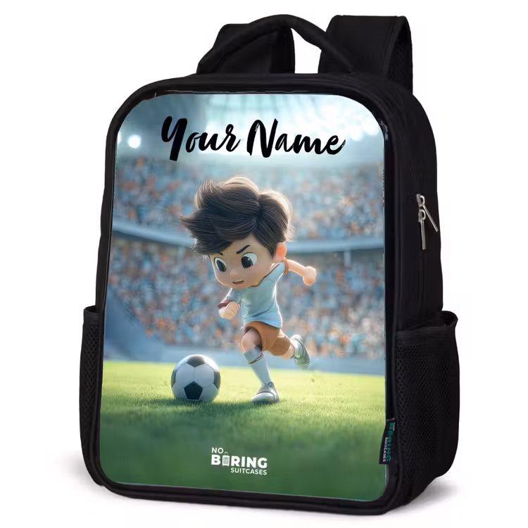 Kids backpack with name - Black - Boy - Stadium - Soccer - Sunlight — 4