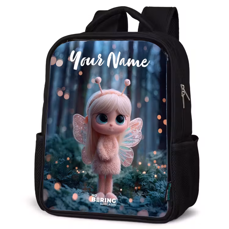 Kids backpack with name - Black - Fairy - Forest - Glitters — 4