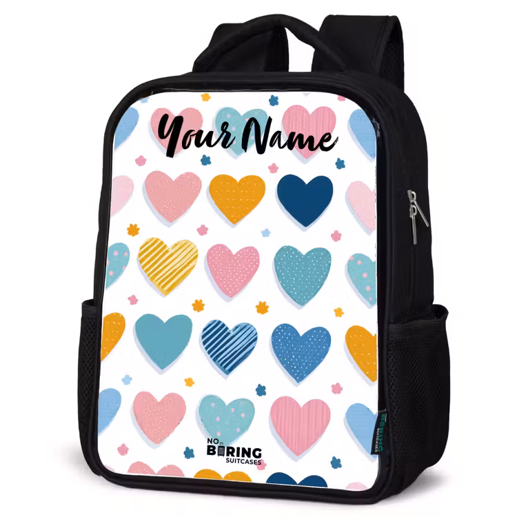 Kids backpack with name - Black - Hearts - Pastel - Pattern — 4