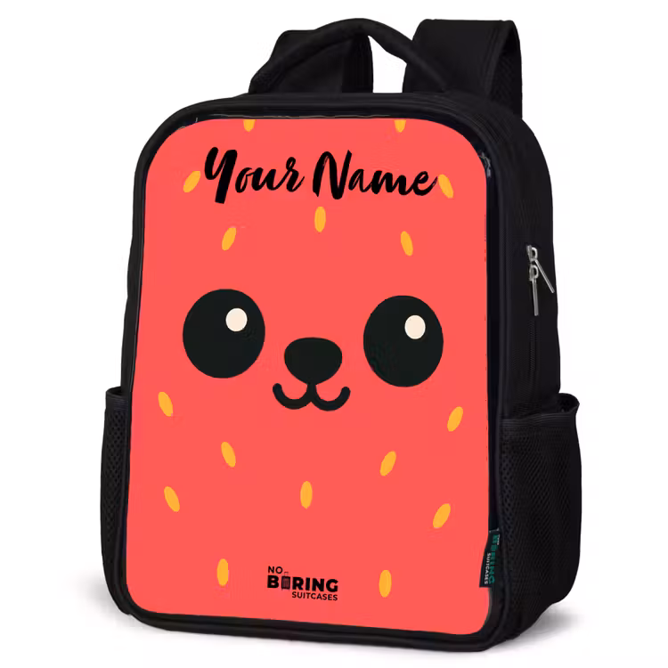 Kids backpack with name - Black - Kawai - Strawberry - Red — 4