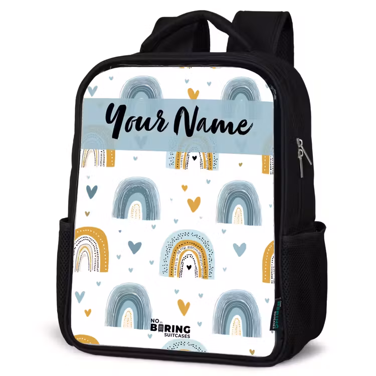 Kids backpack with name - Black - Pattern - Rainbow - Hearts — 4