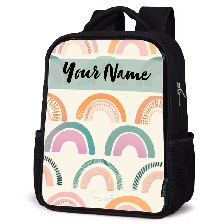Kids backpack with name - Black - Rainbow - Pastel - Pattern — 4