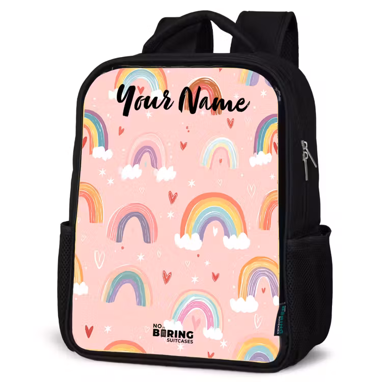 Kids backpack with name - Black - Rainbow - Pattern - Pastel — 4