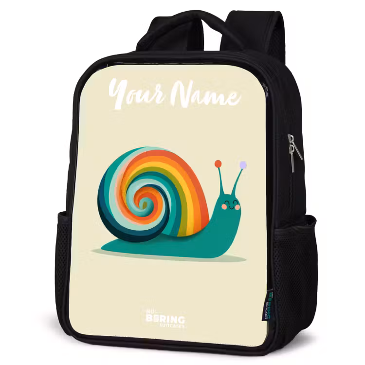 Kids backpack with name - Black - Snail - Rainbow - Colorful — 4