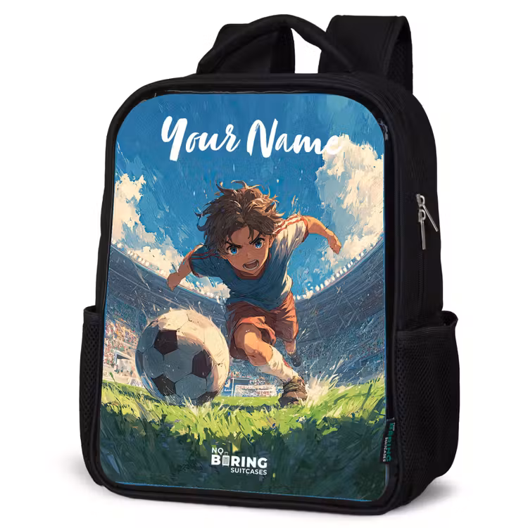 Kids backpack with name - Black - Soccer - Grass - Stadium - Painting — 4