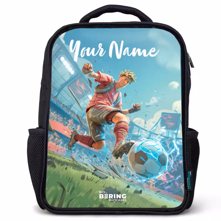 Kids backpack with name - Black - Stadium - Footballer - Ball - Electric — 1
