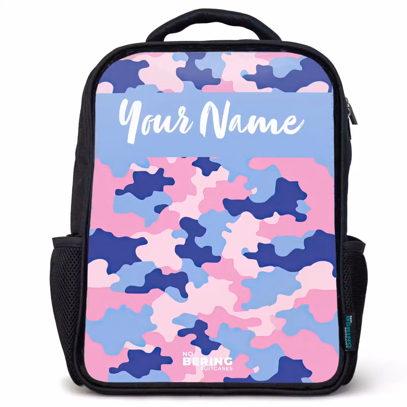 Kids backpack with name - Black - Camouflage - Pink - Blue — 1