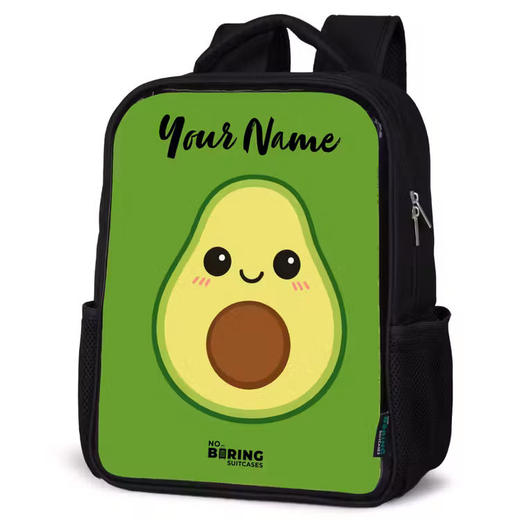 Kids backpack with name - Black - Kawai - Avocado - Green — 4