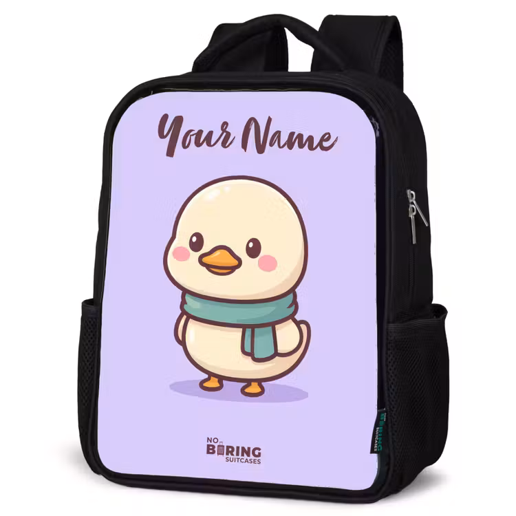 Kids backpack with name - Black - Kawai - Duck - Scarf — 4