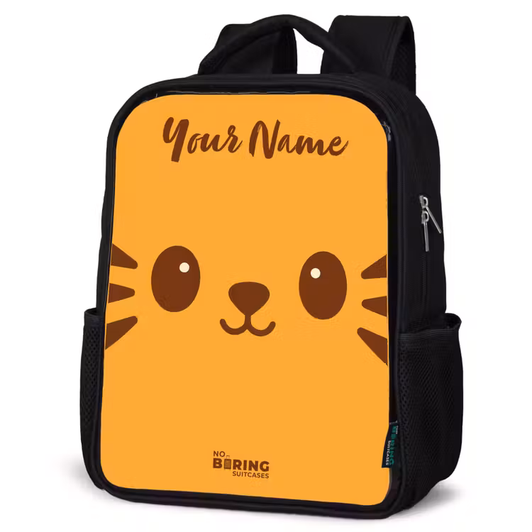 Kids backpack with name - Black - Kawai - Tiger - Orange — 4