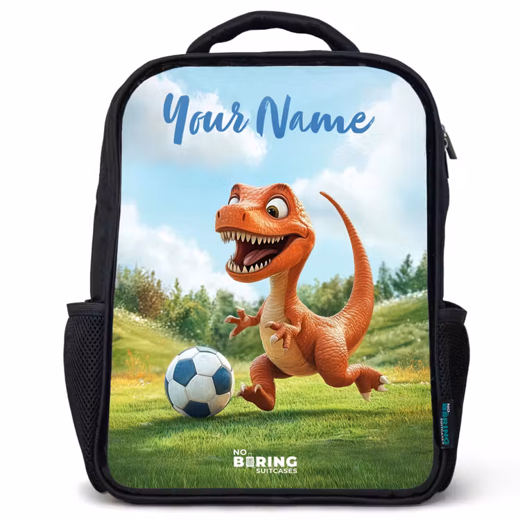 Kids backpack with name - Black - Soccer - Dino - Sports — 1
