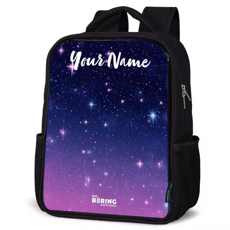 Kids backpack with name - Black - Stars - Galaxy - Blue - Pink — 4