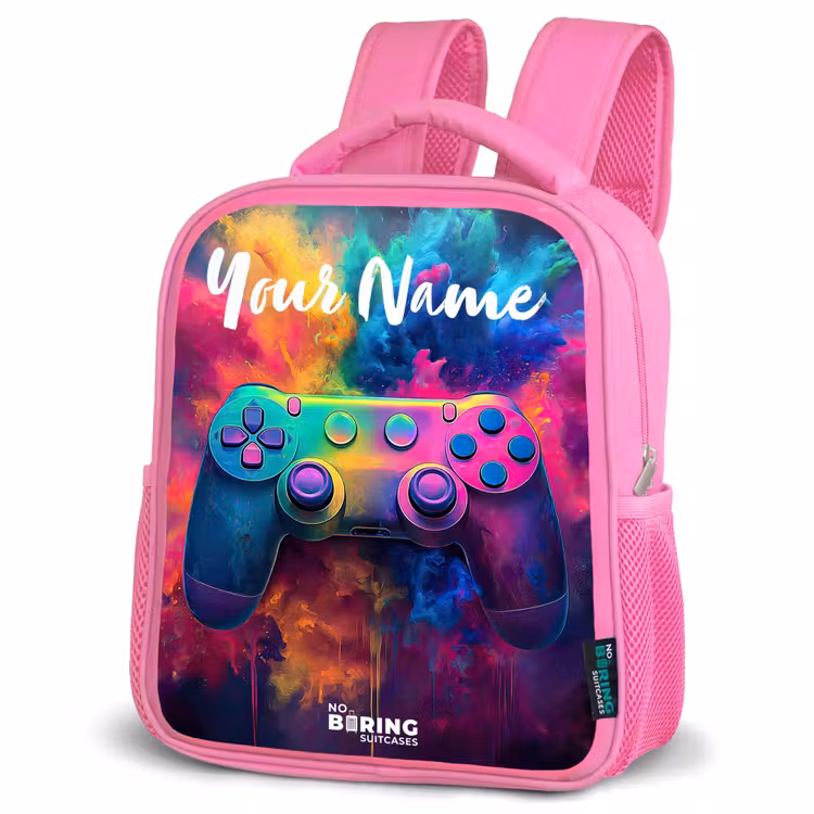 Kids backpack with name - Pink - Game - Controller - Colorful - Explosion — 4
