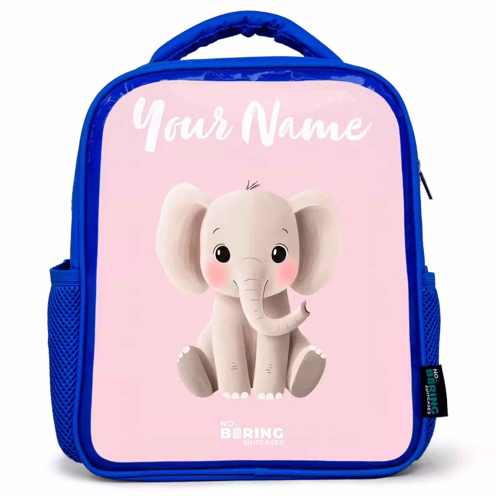 Kids backpack with name - Blue - Elephant - Gray - Baby - Trunk — 1