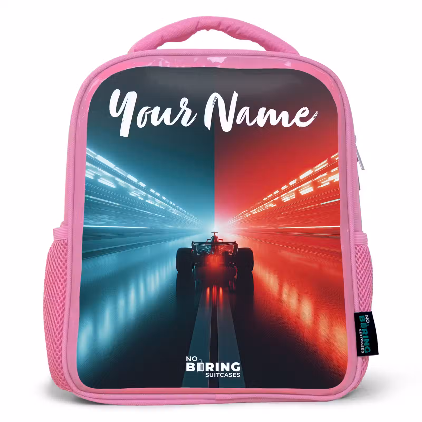 Kids backpack with name - Pink - Race car - Lighting - Neon - Red — 1