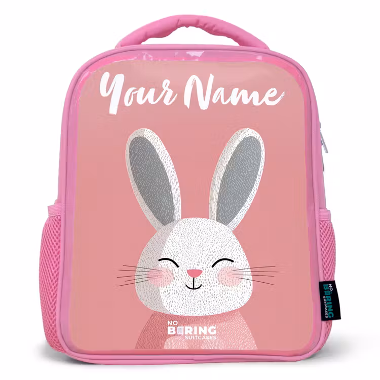 Kids backpack with name - Pink - Rabbit - Blush - Dots - Pink — 1