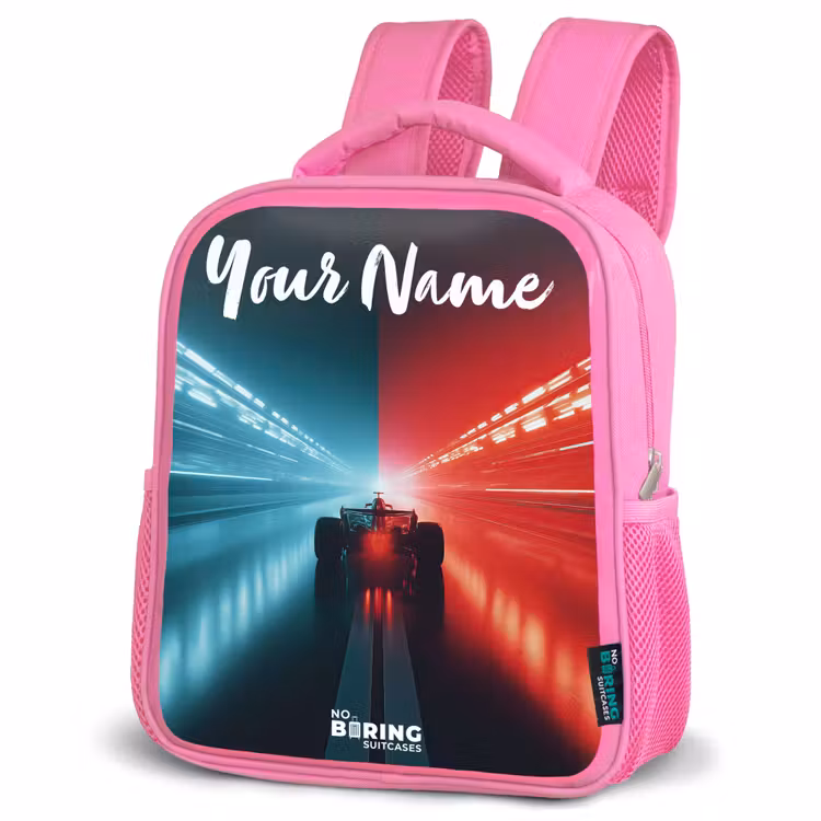 Kids backpack with name - Pink - Race car - Lighting - Neon - Red — 4