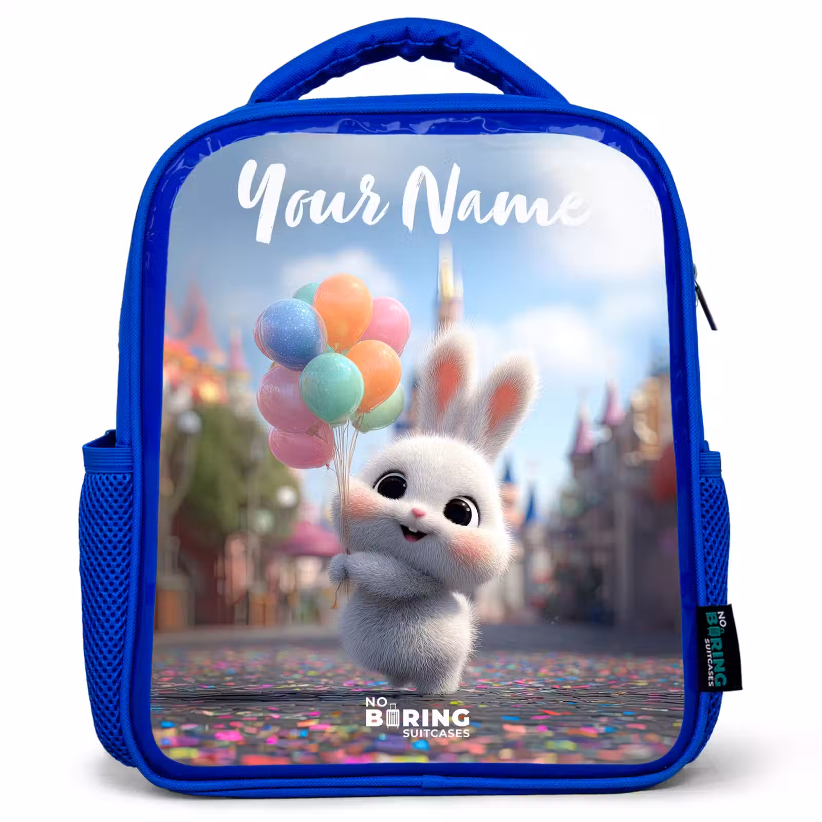 Kids backpack with name - Blue - rabbit - Balloons — 1