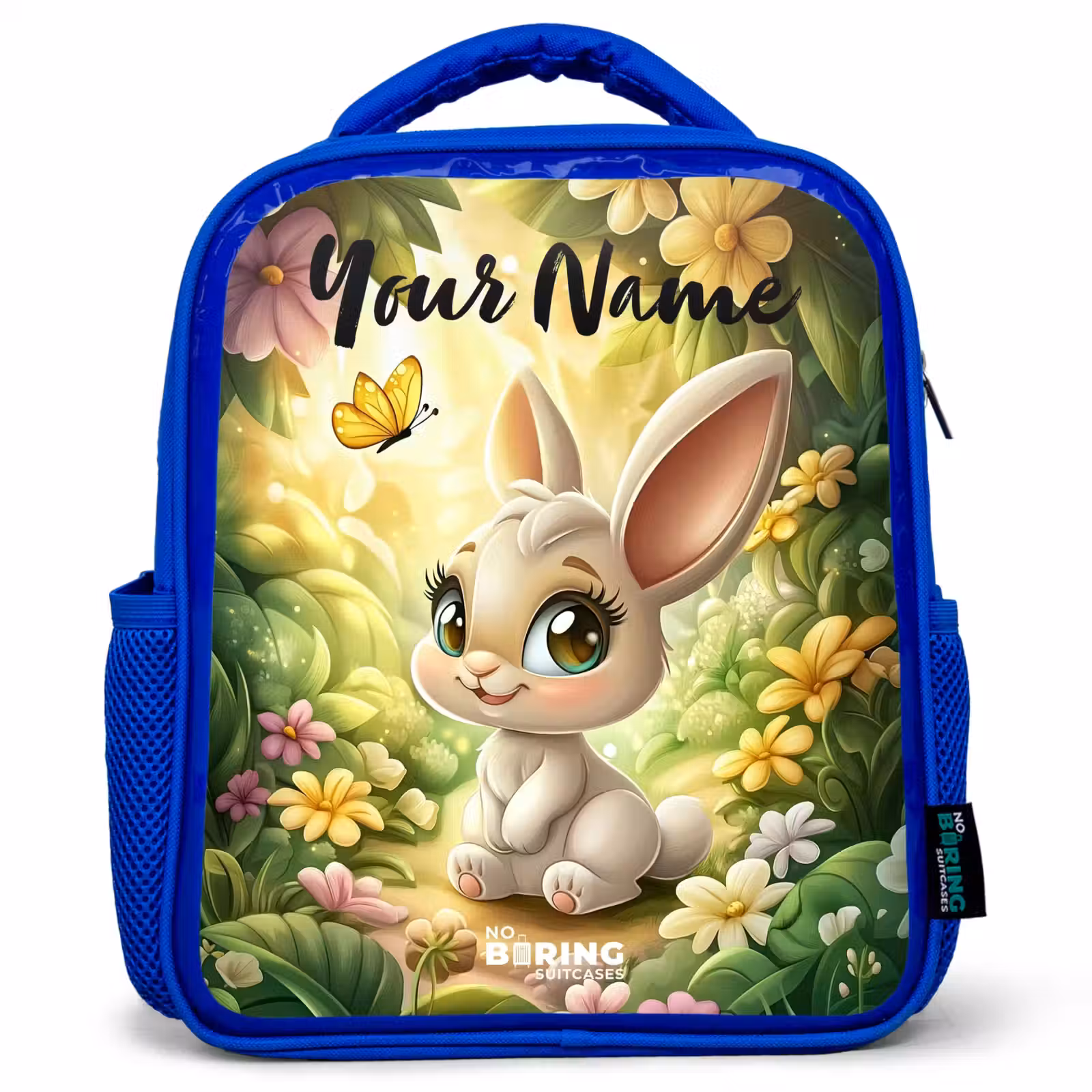 Kids backpack with name - Blue - Rabbit - Sunlight - Fairytale - Butterfly — 1
