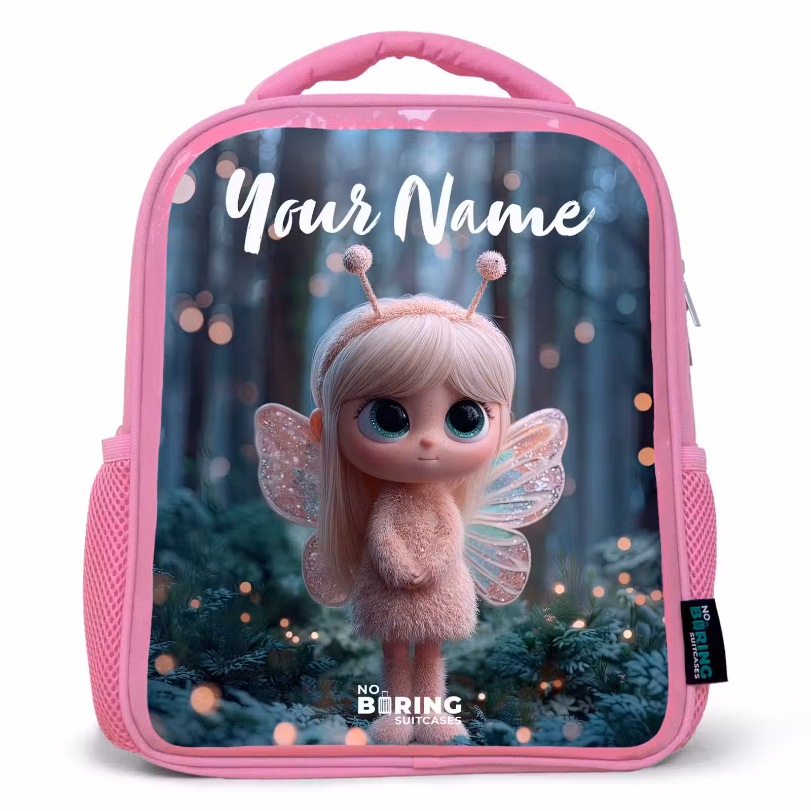 Kids backpack with name - Pink - Fairy - Forest - Glitters — 1